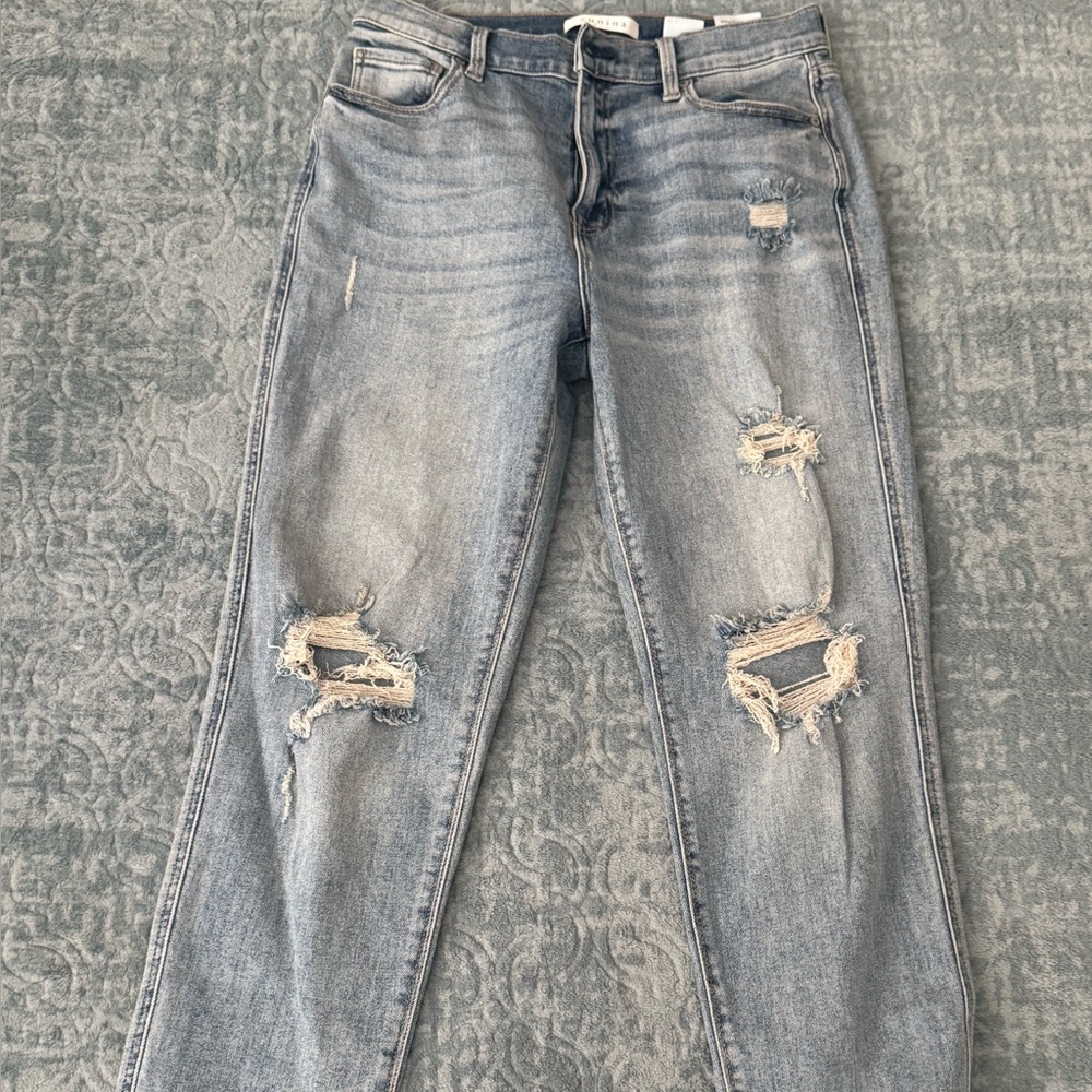 Eunina Light Blue Distressed Boyfriend Jeans